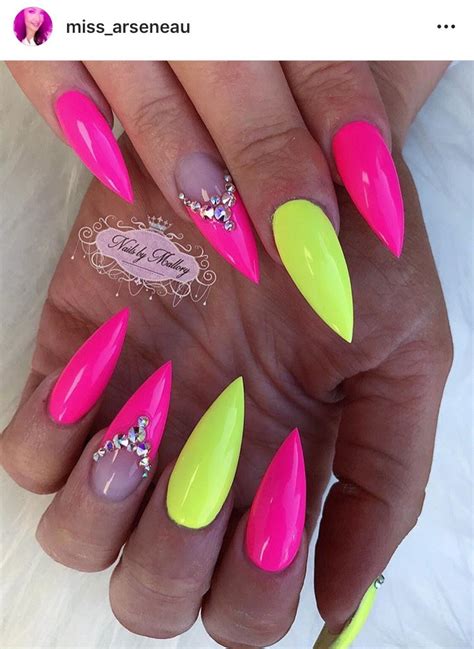 61 Neon Green And Hot Pink Nails | Rafaellomax