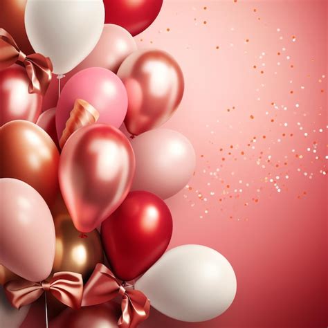 Premium AI Image | A pink and gold background with a bunch of balloons ...