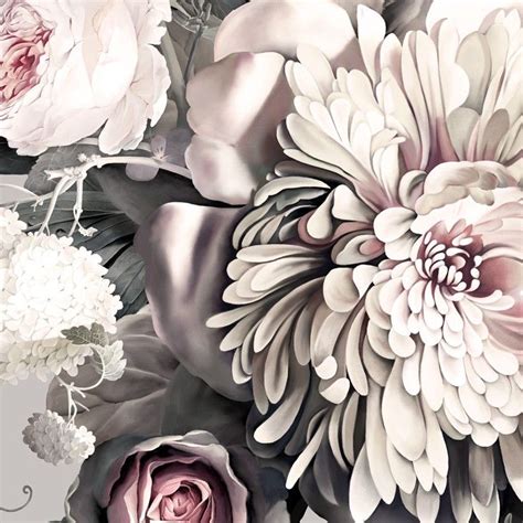 Dark Floral II Gray - Floral Wallpaper | Grey floral wallpaper, Black floral wallpaper, Dark floral