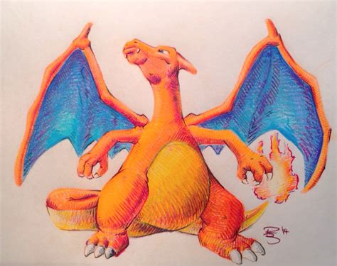 Colored pencil drawing I did of Charizard this week : pokemon