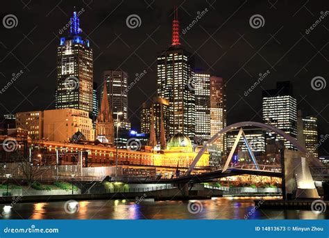 Melbourne City at Night stock image. Image of central - 14813673