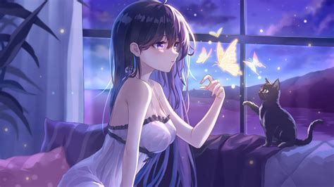 1600x900 Anime Girl With Cats 4k Wallpaper,1600x900 Resolution HD 4k ...