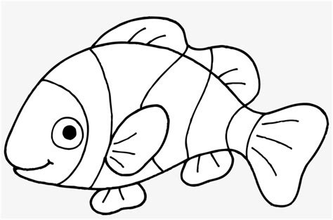 Fish Black And White Clip Art Fish Black And White - Outline Of Clown Fish Transparent PNG ...