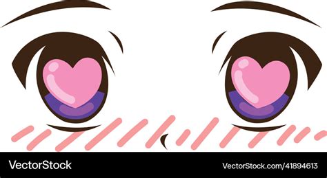 Anime eyes with hearts Royalty Free Vector Image