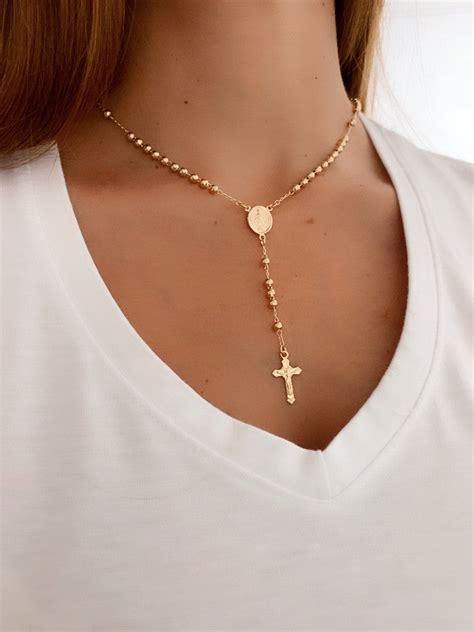 Rosary style necklace gold rosary necklace catholic rosary | Etsy