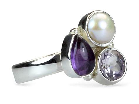 Amy – Amethyst, Rose Quartz & Pearl Ring | Love My Pearls