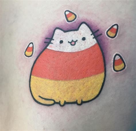 Candy corn Pusheen (Marie Jorgensen; Serenity Tattoo; Cicero NY) | Candy tattoo, Halloween ...