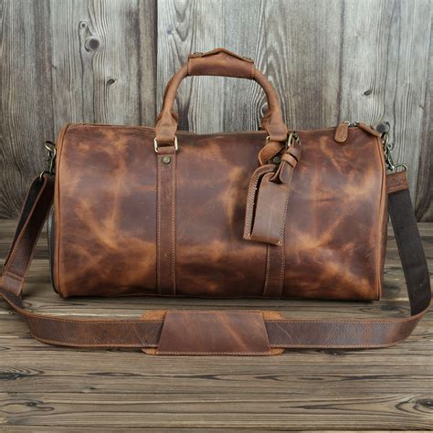 20 Leather Duffel Bag Personalized Leather Travel Bag | Etsy