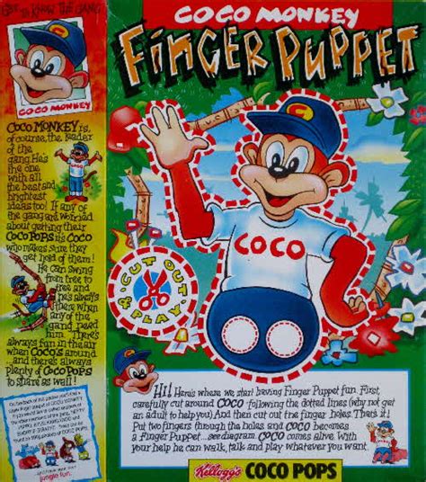 1992 Coco Monkey Packets issued with Kelloggs Coco Pops