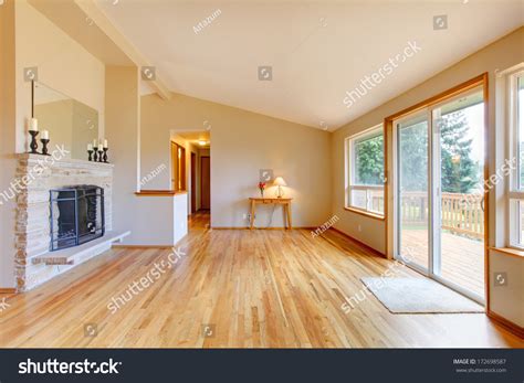 Empty Living Room Fireplace Hardwood Floor Stock Photo 172698587 ...