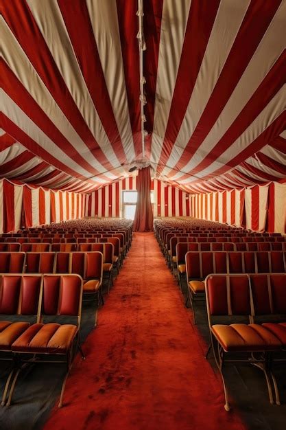 Premium AI Image | Circus tent interior with rows of empty seats created with generative ai