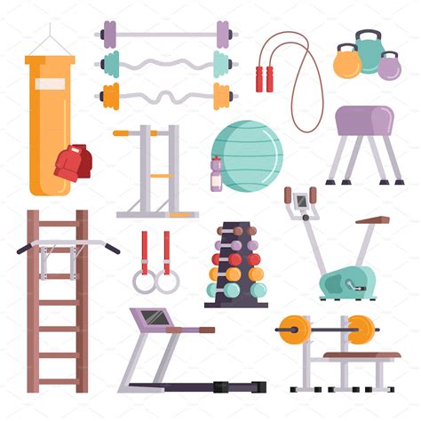 Vector gym equipment | Custom-Designed Illustrations ~ Creative Market