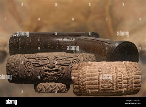 Aztec musical instruments - Some stone and wooden drums of the Aztec civilization Stock Photo ...