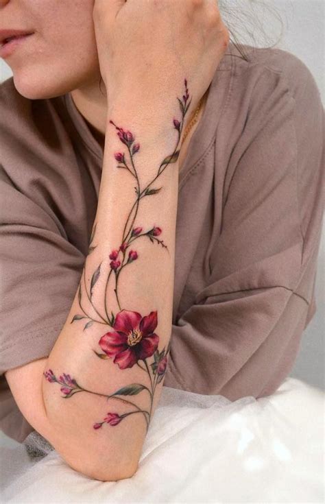 Simple Flower Forearm Tattoos