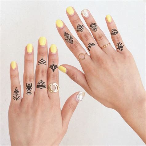 Glam Finger Tattoos Set Women Finger Tattoos / Lady Finger Tattoos / Knuckle Tattoos for Women ...