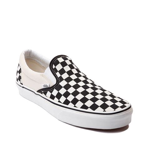 Vans Slip-On Checkerboard Skate Shoe - Black / White | Journeys