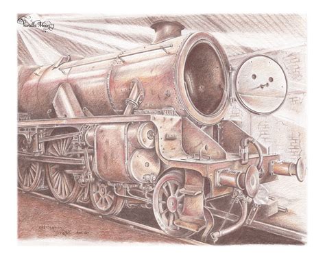 PRINT Steam Locomotive Colour Pencil Drawing - Etsy UK