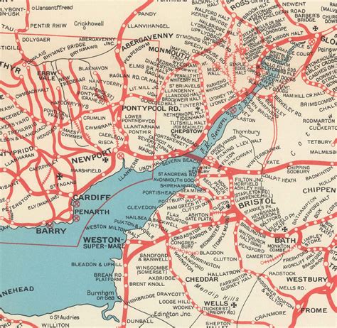 Old Map of Great Western Railway, 1950 - Pre-Beeching Cuts GWR - Main – The Unique Maps Co.