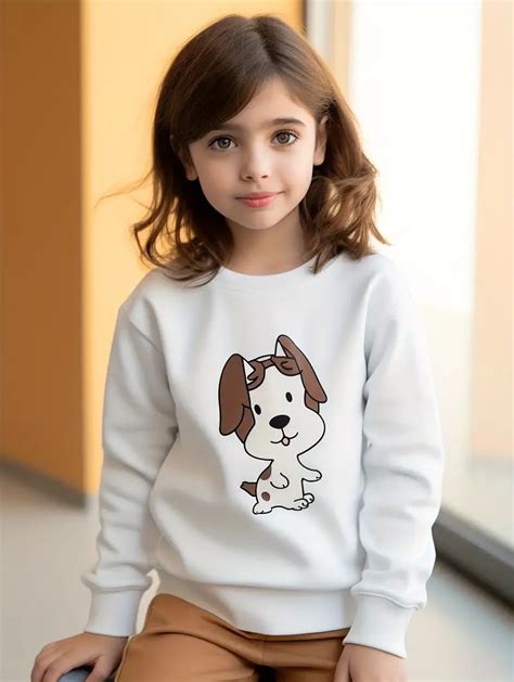 Original Design Cartoon Kids Beige Pullover Sweatshirt - Temu Australia