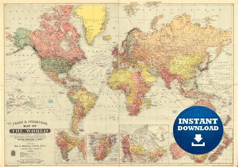 Printable Vintage World Map