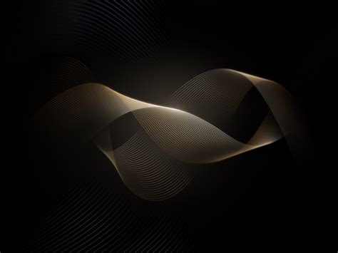 Wallpaper waves, golden lines, dark black, abstract desktop wallpaper ...