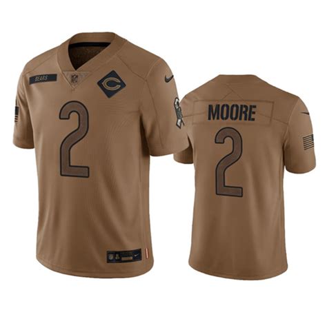 Men's Chicago Bears #2 DJ Moore 2023 Brown Salute To Service Limited Football Stitched Jersey on ...