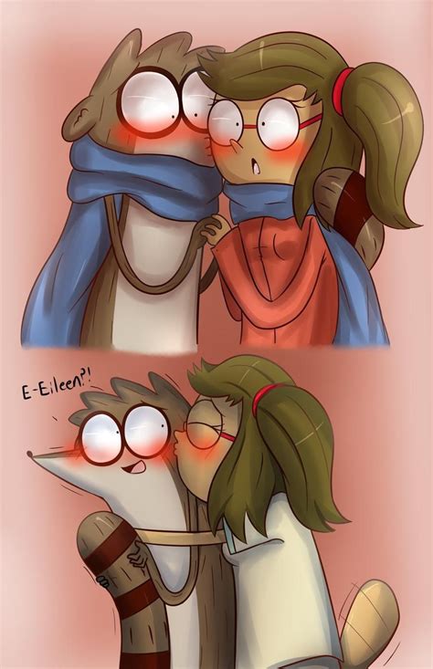 Ok, this isn't Adventure Time, but its cute! Eileen kissing Rigby ...