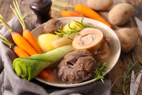 pot au feu,broth with meat and vegetable Stock Photo | Adobe Stock