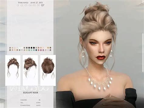 WINGS-TO0628 ELEGANT HAIR ~ The Sims Resource - Sims 4 Hairs