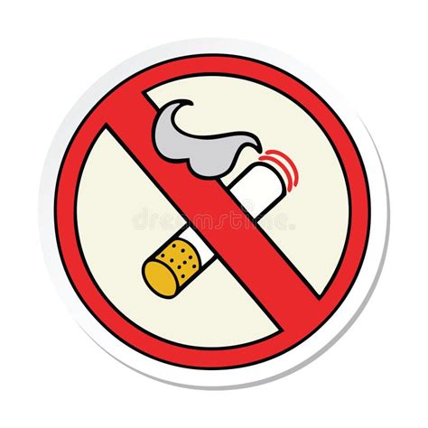 Sticker of a Cute Cartoon No Smoking Allowed Sign Stock Vector - Illustration of drawing ...