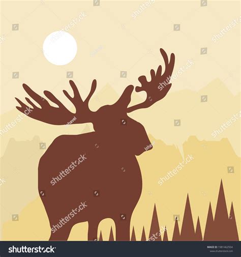 Silhouette Moose Trees Forest Sky Stock Vector (Royalty Free) 1981462934 | Shutterstock