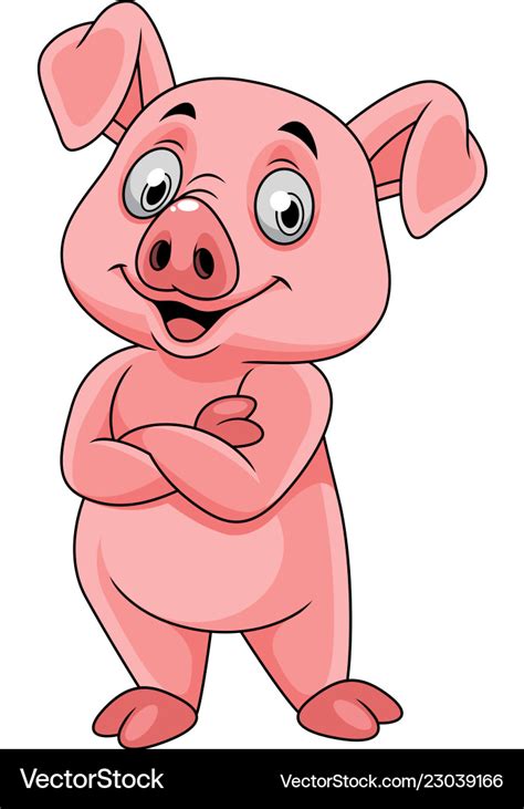 Cartoon happy pig posing Royalty Free Vector Image