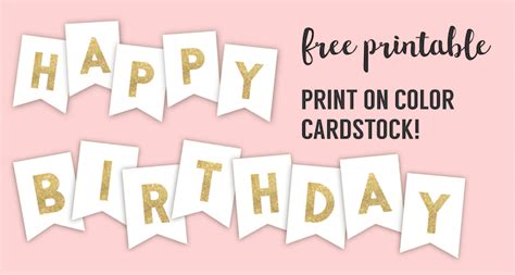 Happy Birthday Banner Printable Template - Paper Trail Design