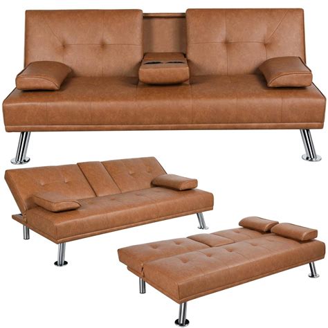 Buy Yaheetech Convertible Sofa Bed Adjustable Couch er Modern Faux Leather Home Recliner ...