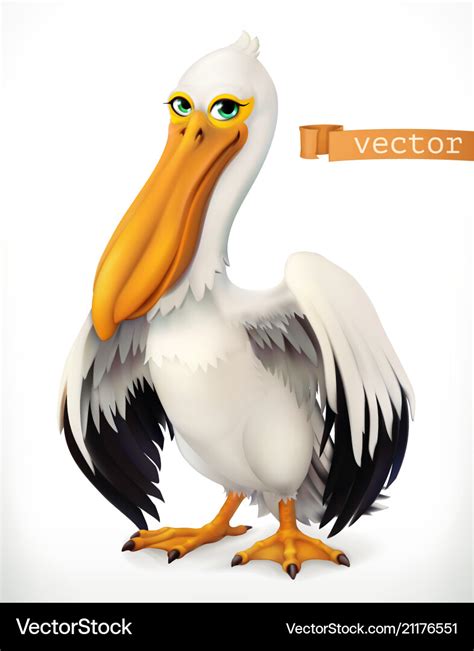 Funny pelican 3d icon Royalty Free Vector Image