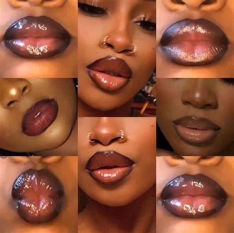 Brown Lip Liner w/ Clear Gloss Combo on Black Women | Glossy lips makeup, Lip makeup tutorial ...