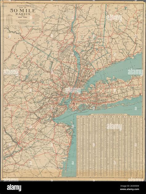 Hagstrom's map of 50 mile radius from New York. 1920. Cartographic ...