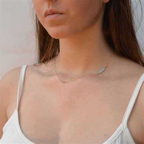 Opal Necklaceopal Bead Necklacedainty Opal Necklace14k Gold - Etsy