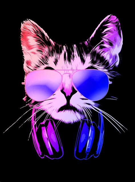 Cool DJ Cat In Neon Lights Digital Art by Megan Miller - Fine Art America