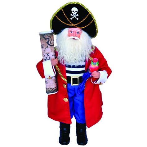 18" Buried Treasure Pirate Santa Claus Christmas Figure with Parrot and Map - Walmart.com ...