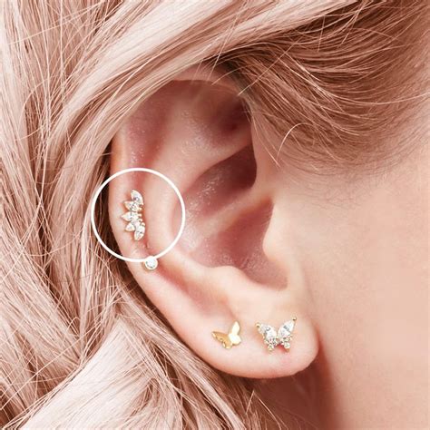 CZ Marquise Fan Screw Flat Back Earrings Ear Lobe Piercings, Piercings Unique, Cartilage ...