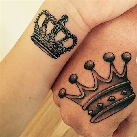 Matching King And Queen Crown Tattoo Designs