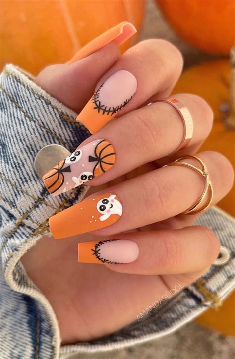 Enchanting Halloween Nail Art Ideas : Pumpkin, Ghost & Stitching Nails I Take You | Wedding ...