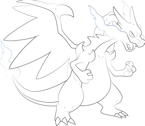 Mega Charizard X Line-art by Alcadeas1 Mega Charizard, Pokemon Drawings ...