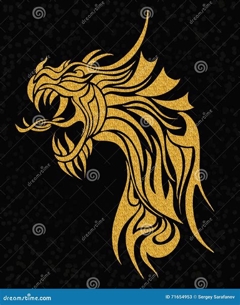 Gold Tattoo Dragon Illustration Stock Illustration - Illustration of paint, curls: 71654953