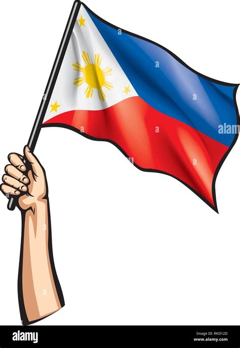 Philippines flag and hand on white background. Vector illustration Stock Vector Image & Art - Alamy