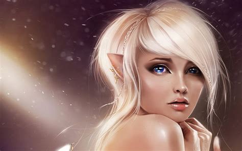 HD wallpaper: fantasy art, anime girls, realistic, blonde, blue eyes, elves | Wallpaper Flare