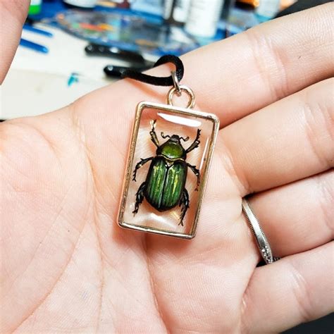 Scarab Beetle / Jewel Beetle Pendant 3D Resin Painted | Etsy