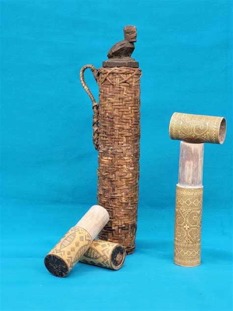 Sumatran storage tubes/lime container. (3) - Bamboo, Wood - - Catawiki