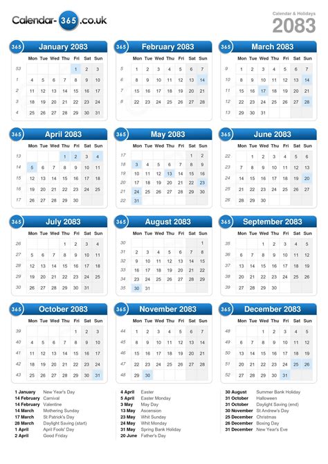 Calendar 2083